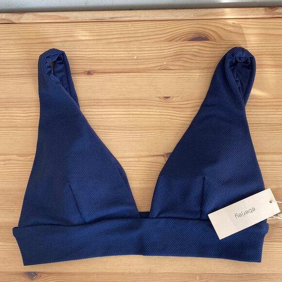Eberjey Pique Vivian Bikini Top Peacoat Navy Color L - Picture 6 of 12